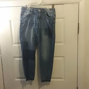 Skinny fit color block denim